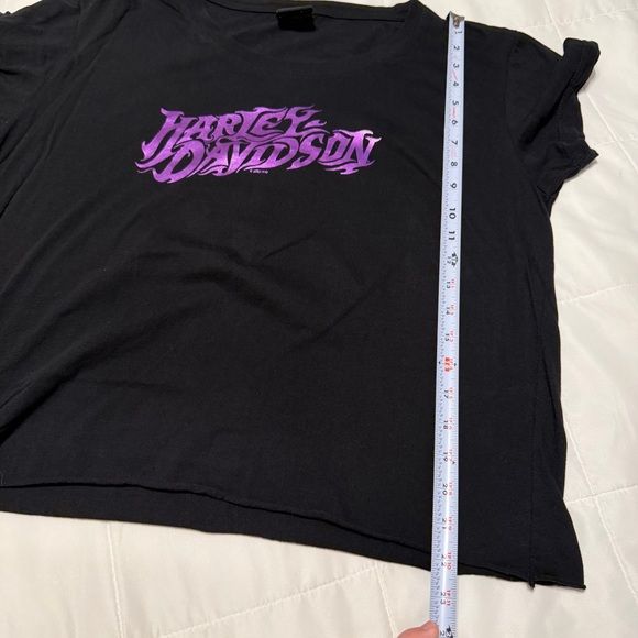 Harley Davidson Short Sleeve Shirt Womens Medium Black Purple Metallic Wisconsin - Picture 9 of 9